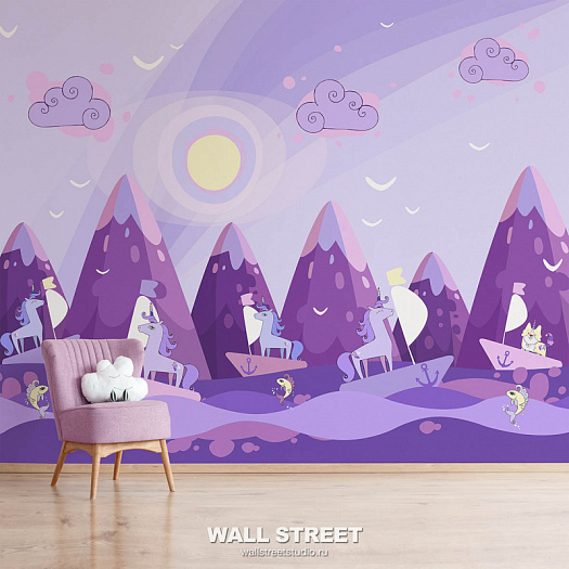 Фотообои в интерьере артикул Unicorn Valley 25, UNICORN VALLEY, Wall street